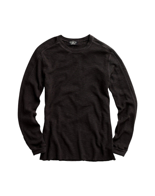 Waffle-Knit Crewneck Faded Black Canvas