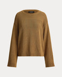 Cotton-Blend Crewneck Sweater Tobacco Bronze