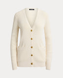 Rib-Knit V-Neck Cardigan Mascarpone Cream