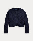 Cable-Knit Cotton-Blend Cardigan Hunter Navy