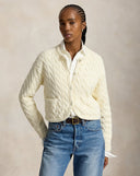 Cable-Knit Cotton-Blend Cardigan Clubhouse Cream