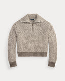 Striped Cotton-Blend Sweater Stone Grey/Cream Stripe