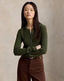 Rib-Knit Wool Cardigan Harvest Olive Heather