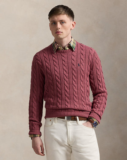 Cable-Knit Cotton Sweater Prune Juice