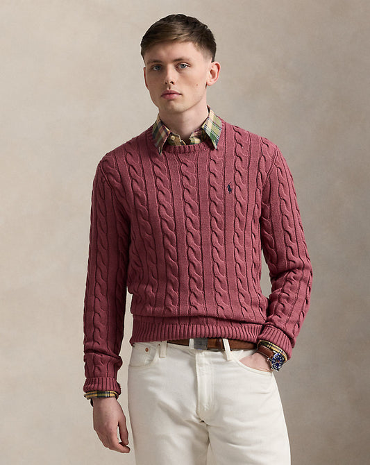 Cable-Knit Cotton Sweater Prune Juice