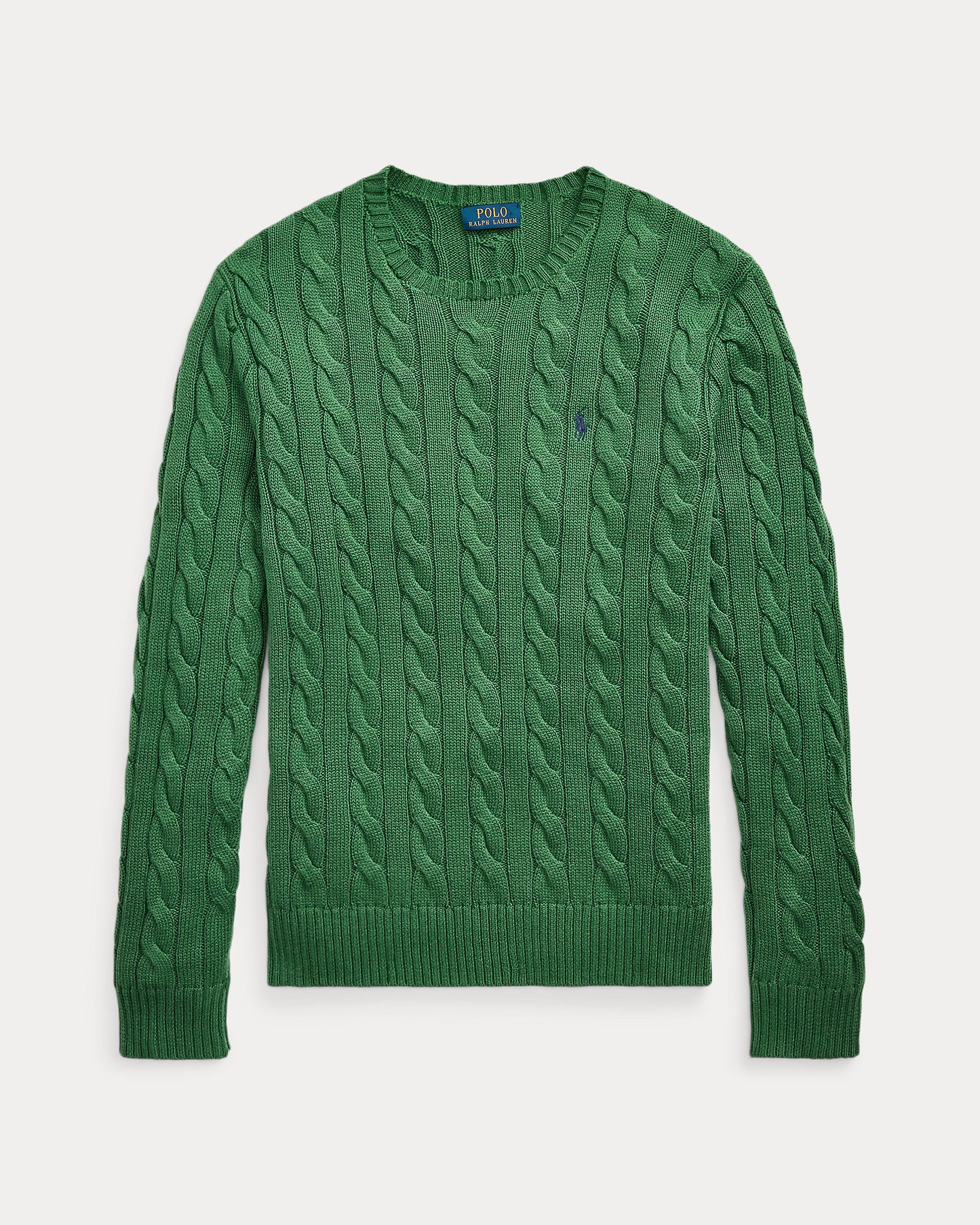 Cable-Knit Cotton Sweater Kale Green