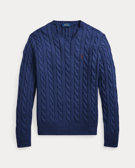 Cable-Knit Cotton Sweater Light Navy