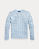 Cable-Knit Cotton Sweater Blue Hyacinth Heather
