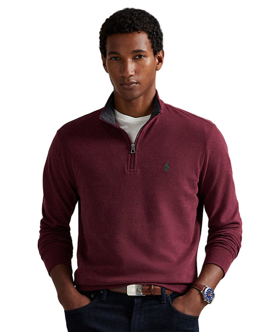Luxury Jersey Quarter-Zip Pullover Spring Wine Heather