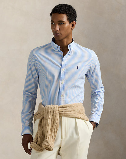 Striped Stretch Poplin Shirt - All Fits Austin Blue White