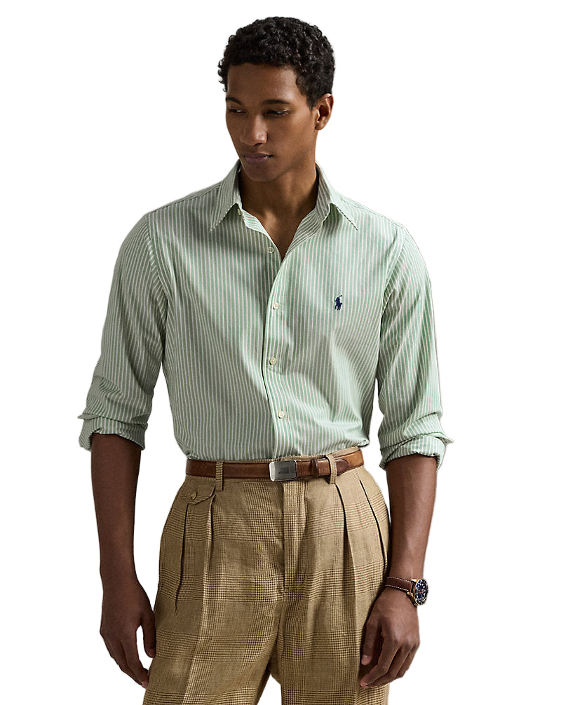 Striped Stretch Poplin Shirt - All Fits Granite Green White