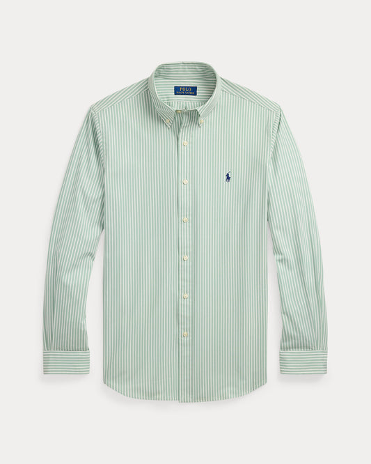 Striped Stretch Poplin Shirt - All Fits Granite Green White