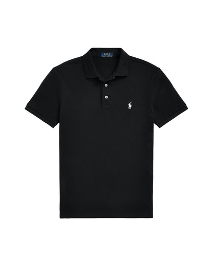 Custom Slim Fit Stretch Mesh Polo Shirt Polo Black