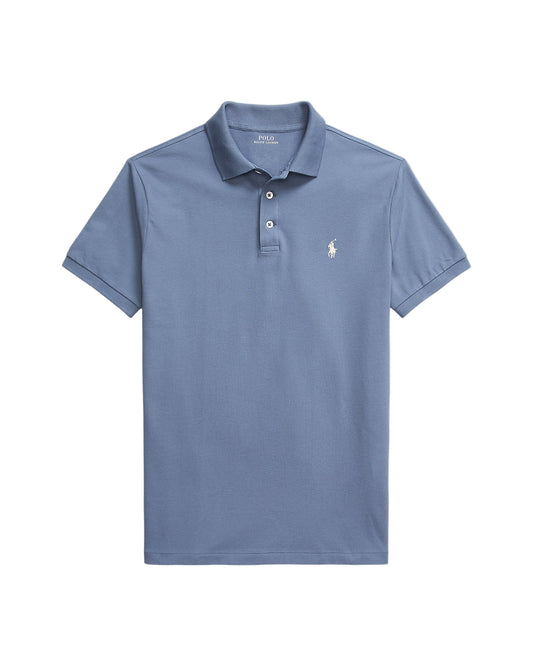 Custom Slim Fit Stretch Mesh Polo Shirt Capri Blue