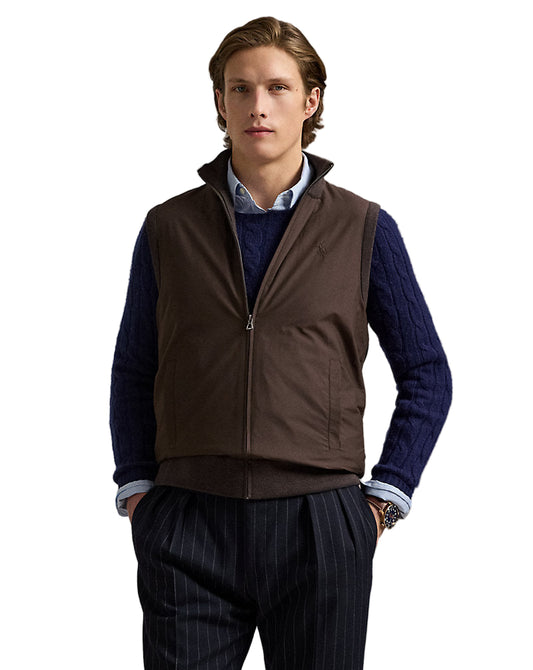 Hybrid Full-Zip Sweater Vest Brown Combo