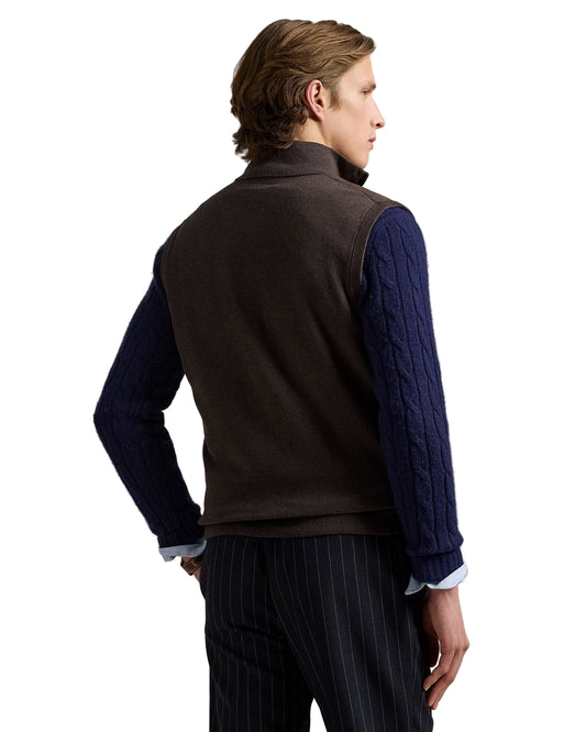 Hybrid Full-Zip Sweater Vest Brown Combo