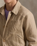 Linen Herringbone Utility Jacket Natural Herringbone