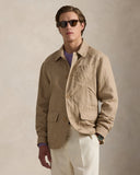 Linen Herringbone Utility Jacket Natural Herringbone