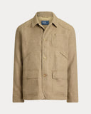 Linen Herringbone Utility Jacket  Brown/Tan Herringbone