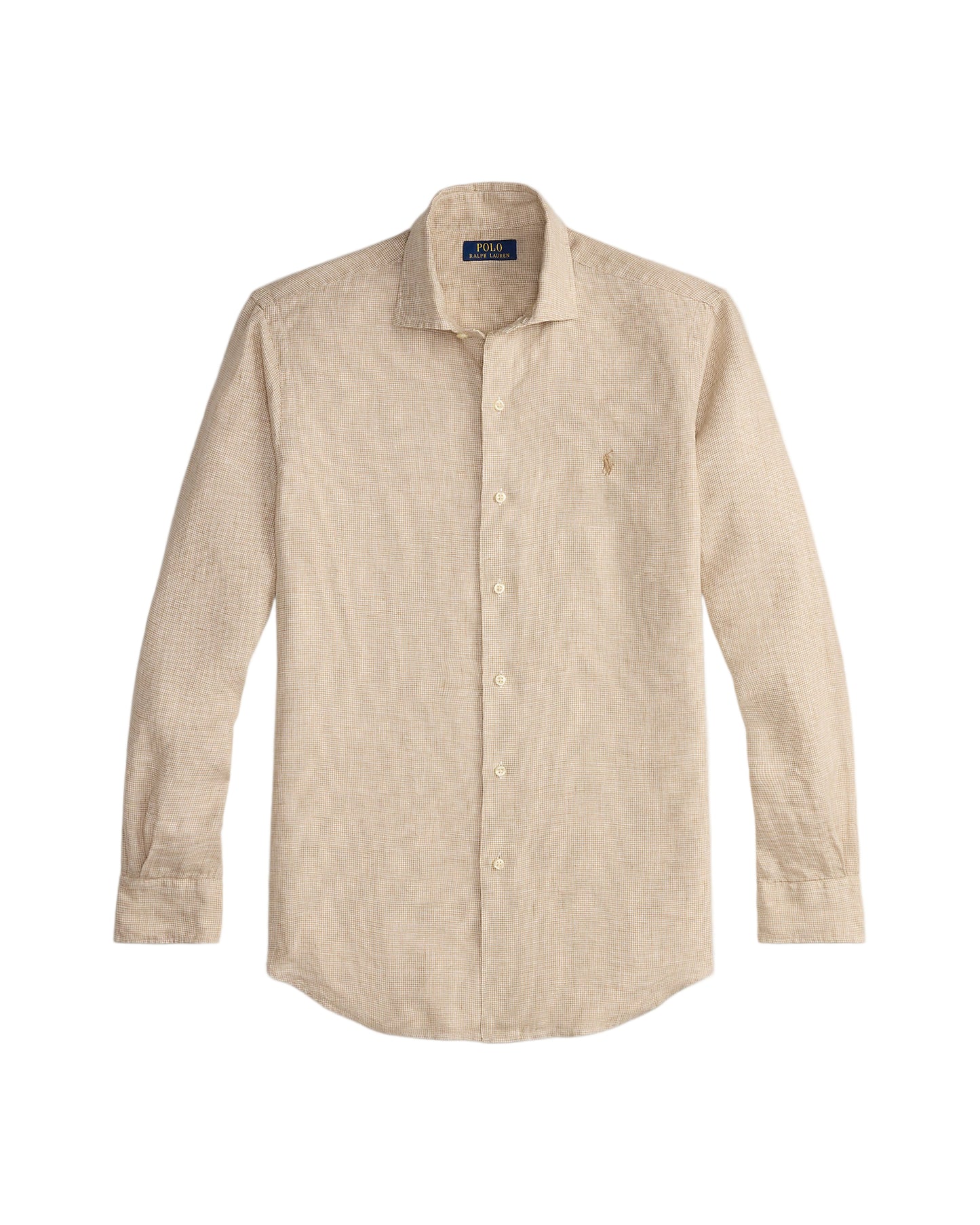 Classic Fit Houndstooth Linen Shirt Coastal Beige White
