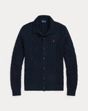 Cable-Knit Cotton Cardigan Hunter Navy