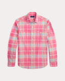 Classic Fit Plaid Chino Workshirt Pink Turquoise Multi