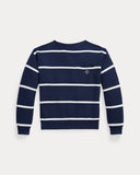 Relaxed Fit Mesh-Knit Cotton Sweater Navy Combo