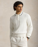 Relaxed Fit Cable Polo-Collar Sweater Trophy Cream
