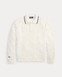 Relaxed Fit Cable Polo-Collar Sweater Trophy Cream