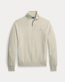 Mesh-Knit Cotton Quarter-Zip Sweater Light Walnut Brown