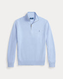 Mesh-Knit Cotton Quarter-Zip Sweater Blue Hyacinth Heather