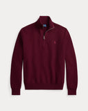 Mesh-Knit Cotton Quarter-Zip Sweater Merlot Wine Heather