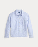 Linen Utility Overshirt Cabana Blue White