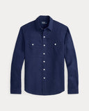 Classic Fit Linen-Silk Workshirt Newport Navy