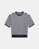 Relaxed Fit Striped Fleece Sweatshirt Newport Navy/White