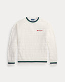 Relaxed Fit Textured Jacquard Pullover White