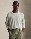 Relaxed Fit Textured Linen Sweater Stone Pebble