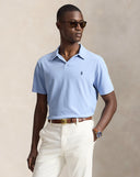 Standard Fit Cotton-Linen Polo Shirt Bristol Blue