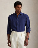 Classic Fit Slub Linen Shirt Newport Navy