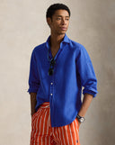 Classic Fit Slub Linen Shirt Pacific Royal