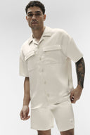 Satin Horizon Short Sleeve Button Up Bone - Unmatched Kicks-ALO
