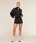 Script Embroidery Oversized Zip Through Black - Unmatched Kicks - GYMSHARK