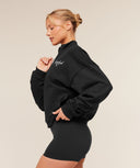 Script Embroidery Oversized Zip Through Black - Unmatched Kicks - GYMSHARK
