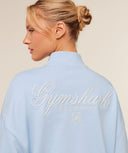 Script Embroidery Oversized Zip Through Chilled Blue - Unmatched Kicks - GYMSHARK