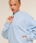 Script Embroidery Oversized Zip Through Chilled Blue - Unmatched Kicks - GYMSHARK