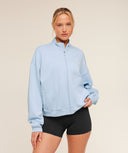 Script Embroidery Oversized Zip Through Chilled Blue - Unmatched Kicks - GYMSHARK