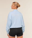 Script Embroidery Oversized Zip Through Chilled Blue - Unmatched Kicks - GYMSHARK