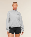 Script Embroidery Oversized Zip Through Light Grey Core Marl - Unmatched Kicks - GYMSHARK