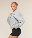 Script Embroidery Oversized Zip Through Light Grey Core Marl - Unmatched Kicks - GYMSHARK