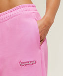 Script Embroidery Wide Leg Pants oversized fit Focus Pink - Unmatched Kicks - GYMSHARK